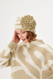 Beige Knitwear Sweater with Gold Pattern