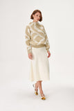 Beige Knitwear Sweater with Gold Pattern