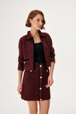 Burgundy Knitwear Tweed Jacket with Button Detail