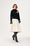 Contrast Floral Embroidered Wool Black Knitwear Sweater