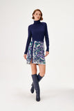 Flower Patterned Purple Mini Knit Skirt