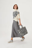Silver Glitter Detailed Knitted Skirt