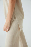 Wide Leg Beige Fine Knit Pants