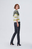 Yellow Black Jacquard Knitwear Sweater